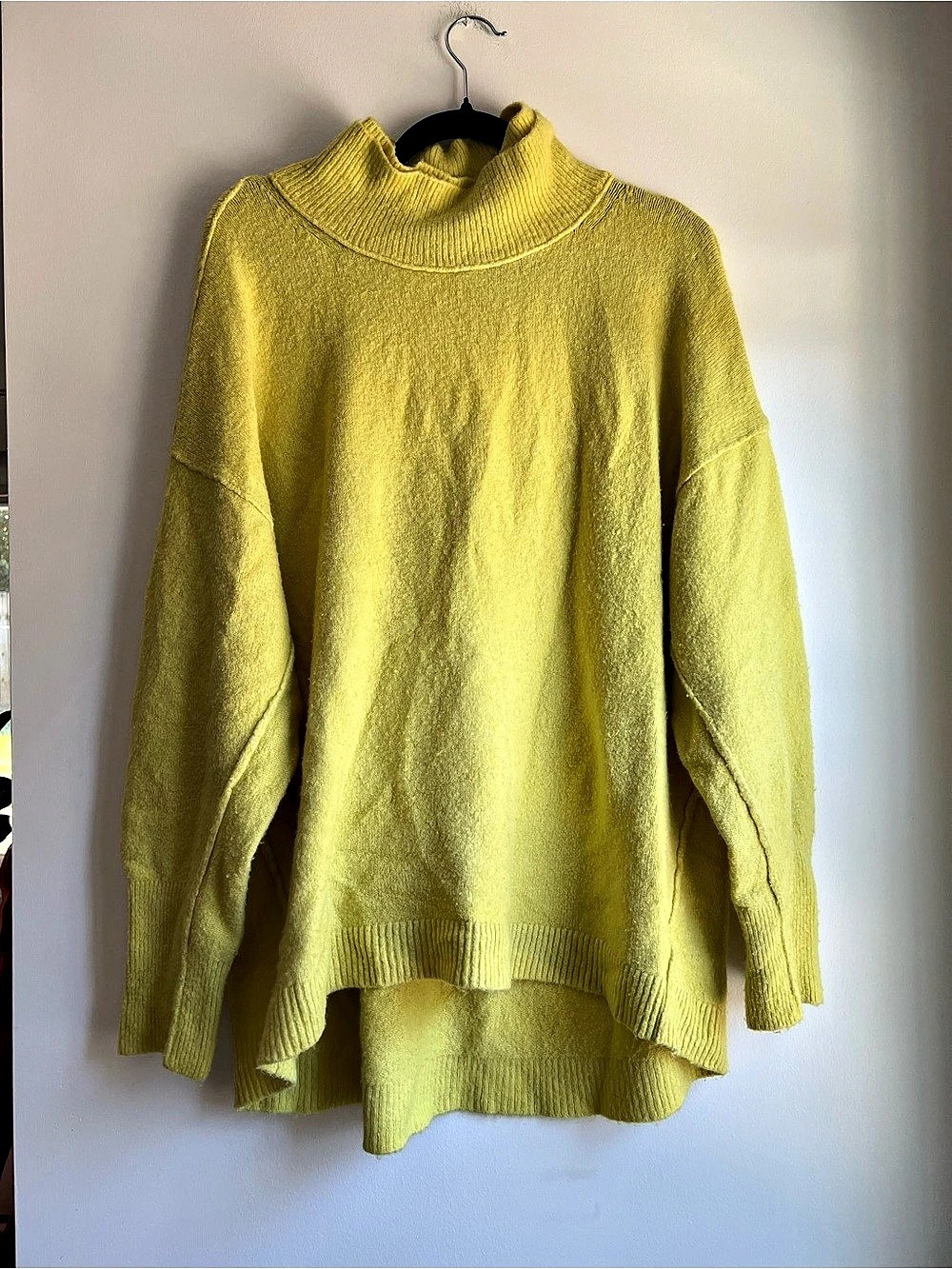 Free People Afterglow Mock Neck Tunic Yellow Sweater Medium